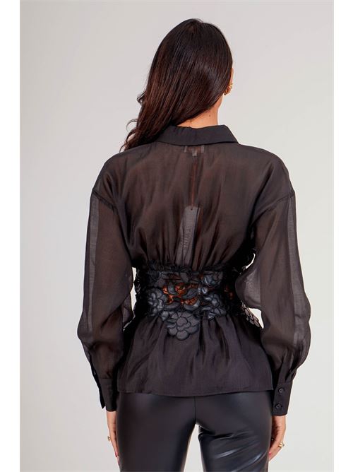 Camicia in organzacon fashia decorativa twins fantasy | T5064BLACK
